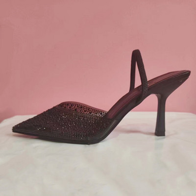 TRAF ZAZA Γυναικεία μυτερή κεφαλή ψηλοτάκουνα πέδιλα Καλοκαίρι 2023 Σέξι γυναικεία παπούτσια Μόδα μαργαριτάρι Διακόσμηση Slingback Woman Pumps