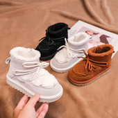 Kūdikių mergaičių berniukų sniego batai rudeniniai žiemos vaikams medvilniniai paminkštinti batai sustorėję pliušiniai neslidūs lauko batai vaikams laisvalaikio batai