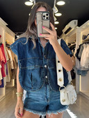 Foridol Plava traper jakna bez rukava, osnovni prsluk, kaput, ženski jesenski kaput na kopčanje, jakna, ženska odjeća, bluza, majice, majice, 2023.