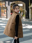 Jesen Zima 2023. Ženski pamučni prsluci sa jaknom i jaknom s ovratnikom bez rukava. Korejski svestrani debeli ženski prsluk sa parkama