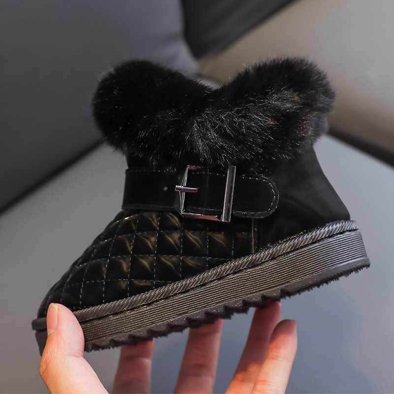 Cizme de zăpadă pentru fete 2022, iarnă, pentru copii, pentru exterior, pantofi cald de pluș, prințesă, din bumbac, rezistente la vânt, impermeabile, cizme groase pentru copii