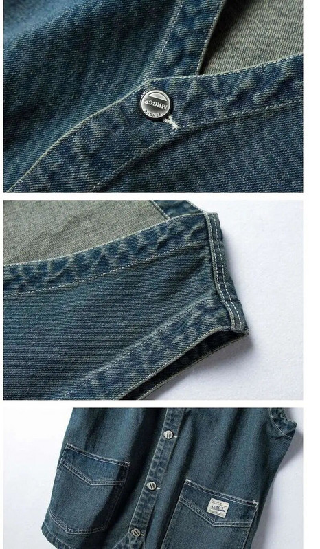 Džinsinė striukė be rankovių Vyriški klasikiniai madingi medvilniniai liemenės, liemenės, laisvalaikis, didelio dydžio kaubojų liemenė, hiphopo gatvės drabužiai