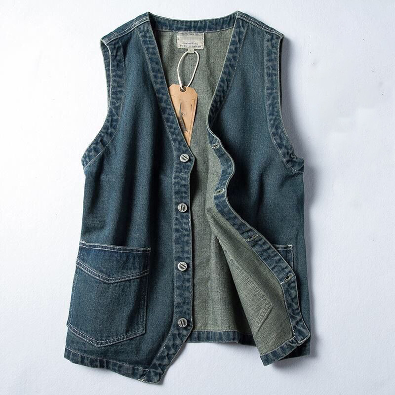 Džinsinė striukė be rankovių Vyriški klasikiniai madingi medvilniniai liemenės, liemenės, laisvalaikis, didelio dydžio kaubojų liemenė, hiphopo gatvės drabužiai