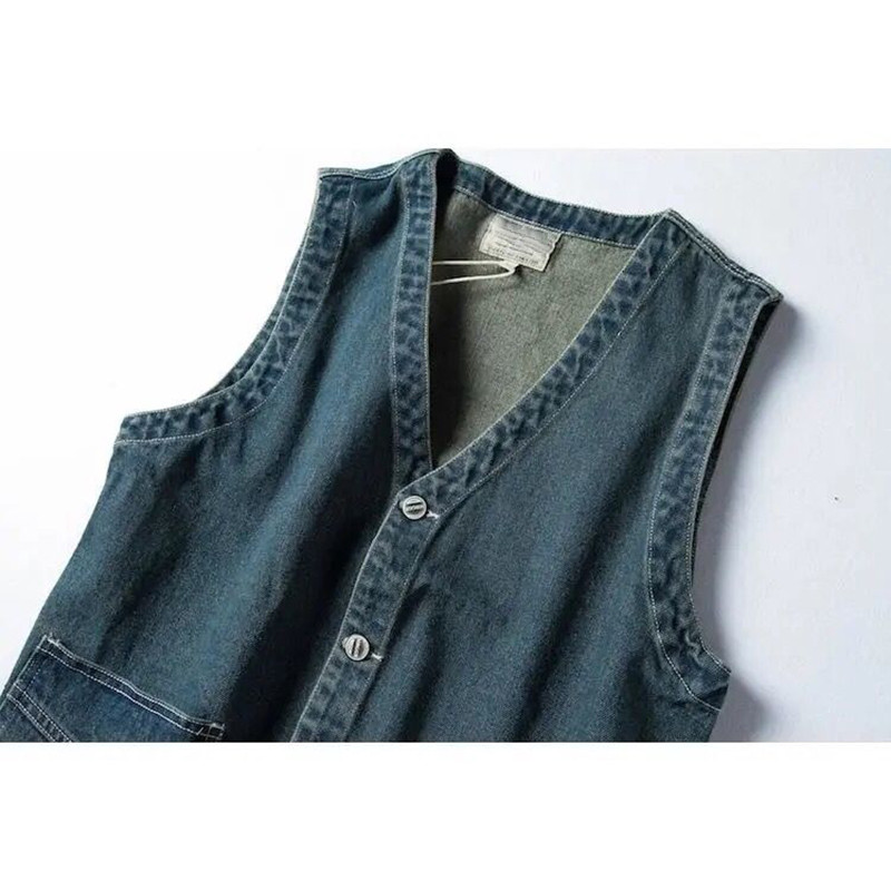 Džinsinė striukė be rankovių Vyriški klasikiniai madingi medvilniniai liemenės, liemenės, laisvalaikis, didelio dydžio kaubojų liemenė, hiphopo gatvės drabužiai