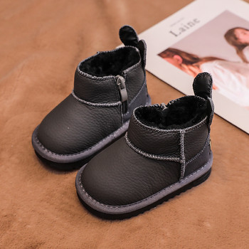Зимни обувки за сняг за бебета и момичета, обувки за момчета на открито, обувки ботуши с памучна подплата, ветроустойчиви водоустойчиви плюшени детски обувки