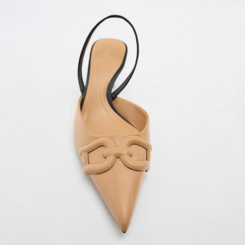 Nove ženske sandale na visoku petu Zaza 2023., kaki temperamentna otvorena peta, plitka usta Baotou remen na stražnjoj strani Muller cipela na visoku petu