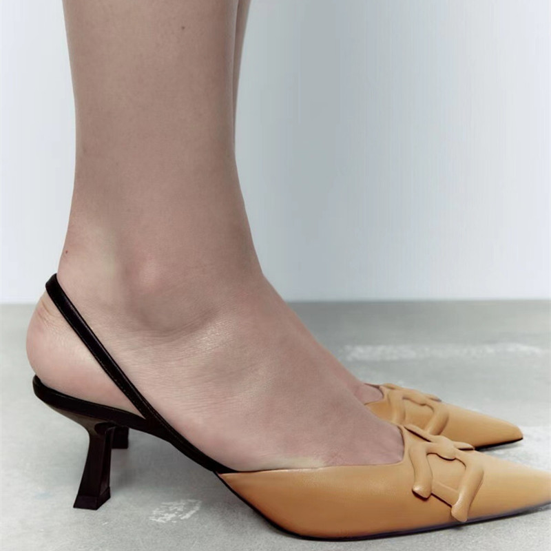 Nove ženske sandale na visoku petu Zaza 2023., kaki temperamentna otvorena peta, plitka usta Baotou remen na stražnjoj strani Muller cipela na visoku petu