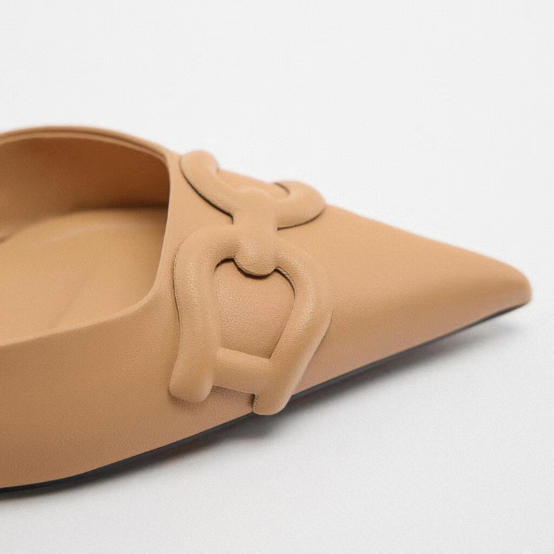 Nove ženske sandale na visoku petu Zaza 2023., kaki temperamentna otvorena peta, plitka usta Baotou remen na stražnjoj strani Muller cipela na visoku petu