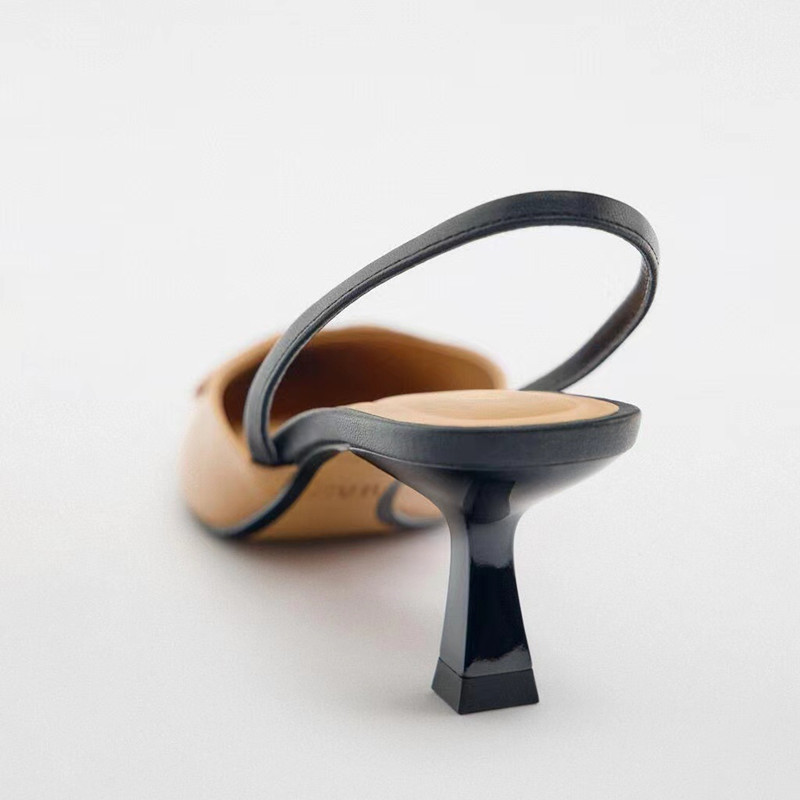 Nove ženske sandale na visoku petu Zaza 2023., kaki temperamentna otvorena peta, plitka usta Baotou remen na stražnjoj strani Muller cipela na visoku petu