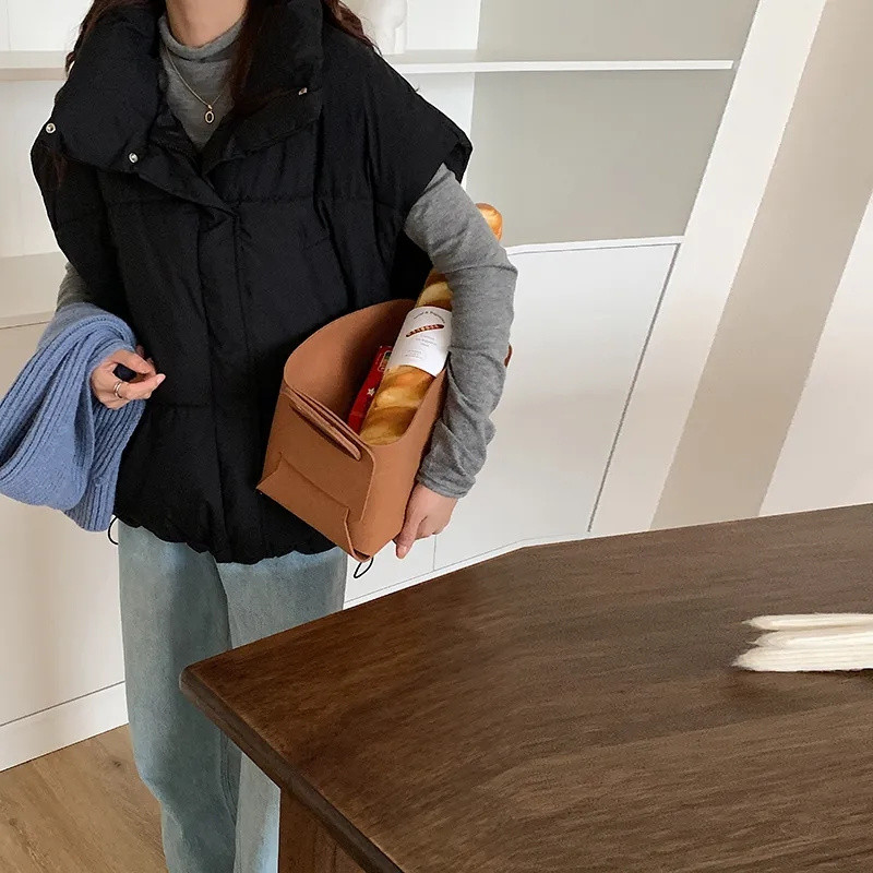 Φθινοπωρινό χειμερινό αμάνικο βαμβακερό γιλέκο γυναικείο μονόχρωμο Απλό φαρδύ streetwear παντός αγώνα Χοντρό ζεστό γυναικείο γιλέκο