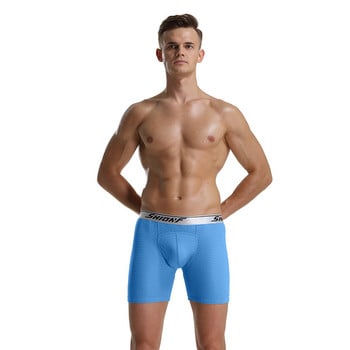 9XL Ανδρικά Mesh Long Boxers Cuecas Homme Breathable Long Leg Μεγάλο Μέγεθος Σώβρακο Σέξι πουγκί πέους Boxer Σορτς από μετάξι πάγου