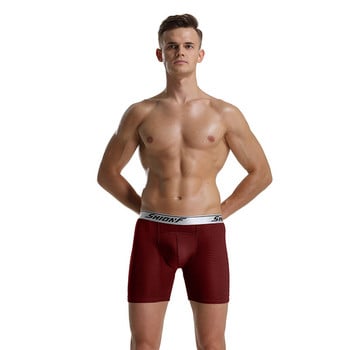 9XL Ανδρικά Mesh Long Boxers Cuecas Homme Breathable Long Leg Μεγάλο Μέγεθος Σώβρακο Σέξι πουγκί πέους Boxer Σορτς από μετάξι πάγου