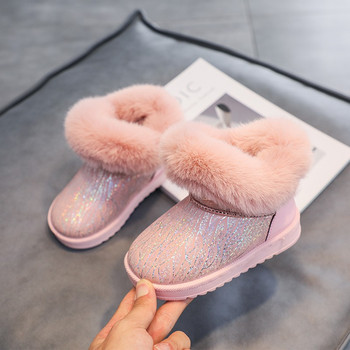 2022 Зимни ботуши за сняг за момичета Детски ботуши за открито Топли плюшени детски памучни ботуши Ветроустойчиви водоустойчиви удебелени ученически обувки