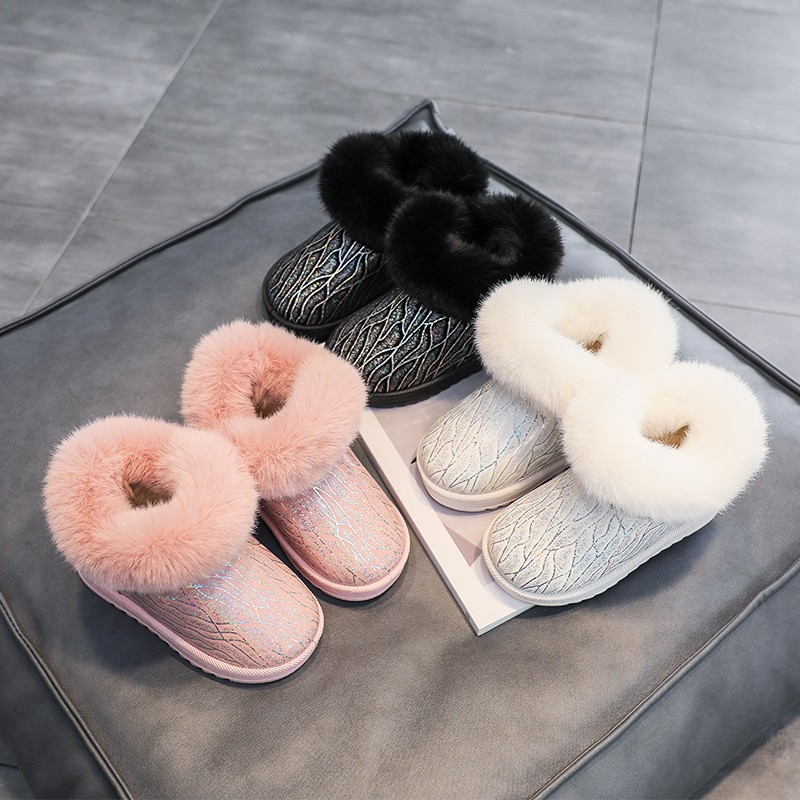 Cizme de zăpadă pentru fete de iarnă 2022 Cizme de exterior pentru copii Cizme calde de pluș pentru copii de bumbac, rezistente la vânt, impermeabile, îngroșați, pantofi pentru studenți