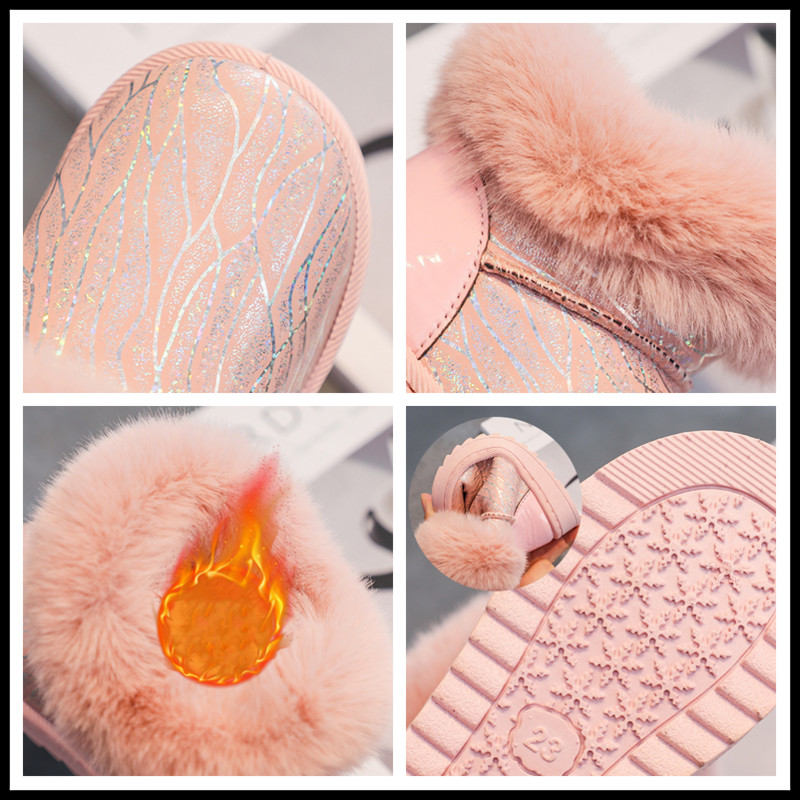 Cizme de zăpadă pentru fete de iarnă 2022 Cizme de exterior pentru copii Cizme calde de pluș pentru copii de bumbac, rezistente la vânt, impermeabile, îngroșați, pantofi pentru studenți