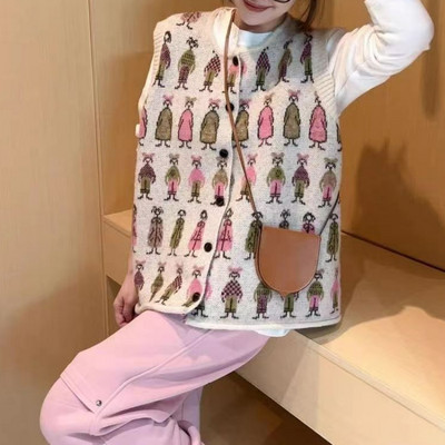 Ženski prsluk za pletenje Jesen, novi dolazak, jednoredno kopčanje, opušteni, modni, vintage modni kardigani, kaput s prslukom Femme