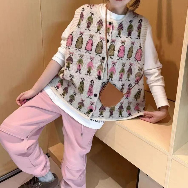 Ženski prsluk za pletenje Jesen, novi dolazak, jednoredno kopčanje, opušteni, modni, vintage modni kardigani, kaput s prslukom Femme