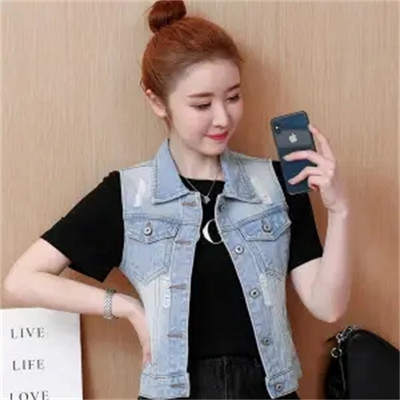 6XL Ανοιξιάτικο και Καλοκαίρι σκισμένο τζιν γιλέκο Γυναικείο μικρό παλτό αμάνικο γυναικείο γιλέκο