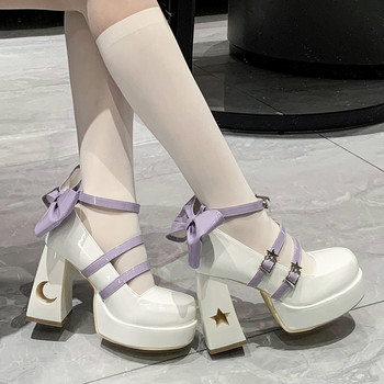 Y2k Помпи с високи токчета на масивна платформа Дамски 2023 Пролетни пънк обувки с дебел ток Mary Jane Lolita Обувки Дамски лачени обувки за косплей
