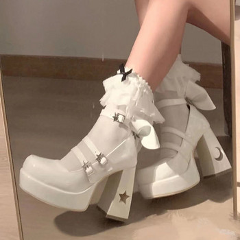 Y2k Помпи с високи токчета на масивна платформа Дамски 2023 Пролетни пънк обувки с дебел ток Mary Jane Lolita Обувки Дамски лачени обувки за косплей