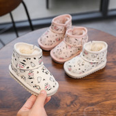 Zimske čizme za snijeg za djevojčice i djevojčice Cipelice za malu djecu iz crtanih filmova Plišane vodootporne dječje čizme, protuklizne dječje cipele s mekim potplatom