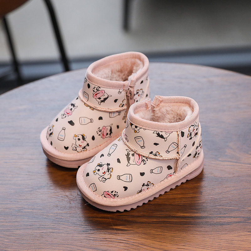Zimske čizme za snijeg za djevojčice i djevojčice Cipelice za malu djecu iz crtanih filmova Plišane vodootporne dječje čizme, protuklizne dječje cipele s mekim potplatom
