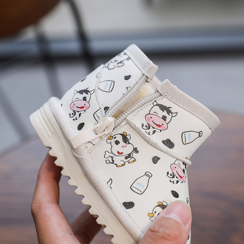 Zimske čizme za snijeg za djevojčice i djevojčice Cipelice za malu djecu iz crtanih filmova Plišane vodootporne dječje čizme, protuklizne dječje cipele s mekim potplatom