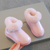 Cizme de zăpadă pentru fete, toamnă iarnă 2023, pantofi de bumbac pentru copii, calduri de pluș, impermeabile, rezistente la vânt, anti-alunecare, pentru exterior, pentru copii, pantofi pentru bebeluși