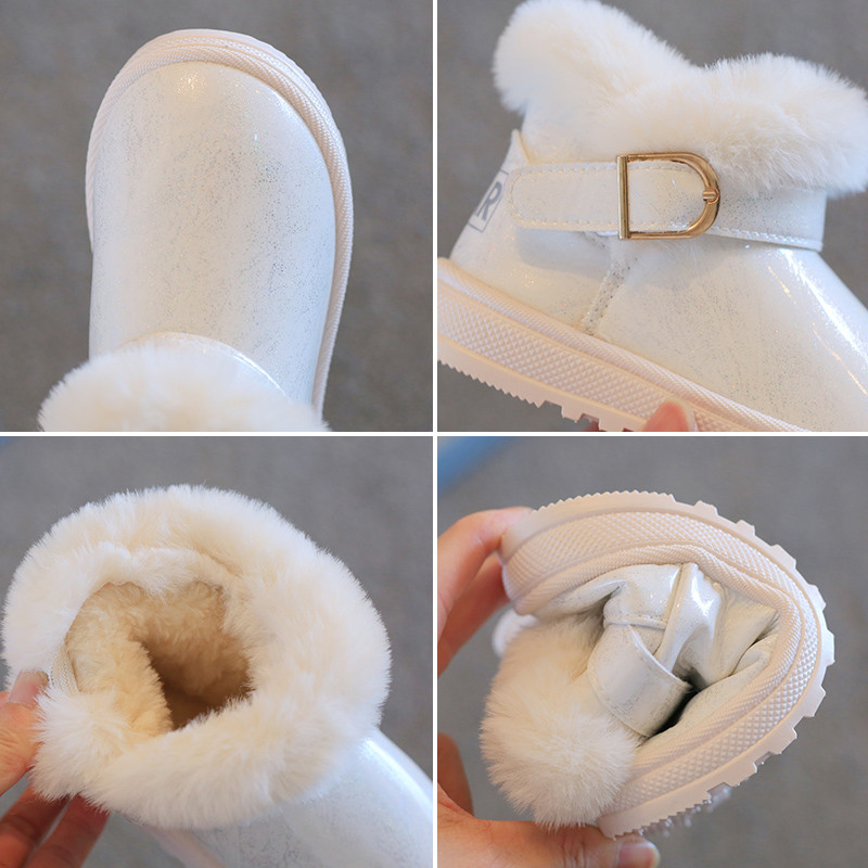Cizme de zăpadă pentru fete, toamnă iarnă 2023, pantofi de bumbac pentru copii, calduri de pluș, impermeabile, rezistente la vânt, anti-alunecare, pentru exterior, pentru copii, pantofi pentru bebeluși