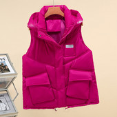 Uued naiste sügistalvine vest mantel Mullavärvi välisriided vabaaja puuvillane polsterdatud aluskrae Varrukateta jakk Naiste vest topsid