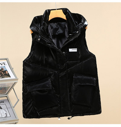 Uued naiste sügistalvine vest mantel Mullavärvi välisriided vabaaja puuvillane polsterdatud aluskrae Varrukateta jakk Naiste vest topsid