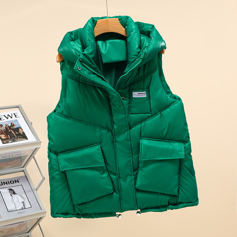 Uued naiste sügistalvine vest mantel Mullavärvi välisriided vabaaja puuvillane polsterdatud aluskrae Varrukateta jakk Naiste vest topsid