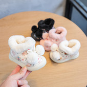 Jesenné a zimné dievčenské snehové čižmy, kreslené detské topánky, zahustené plyšové detské vonkajšie topánky, vetruodolné, nepremokavé detské topánky