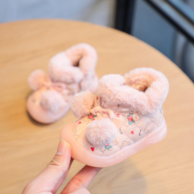 Jesenné a zimné dievčenské snehové čižmy, kreslené detské topánky, zahustené plyšové detské vonkajšie topánky, vetruodolné, nepremokavé detské topánky