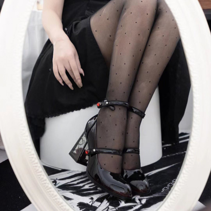 Punk gotic pantofi cu tocuri înalte femei 2023 noi pantofi Lolita din piele lăcuită cu toc trandafir femeie Y2K cu bretele la gleznă pantofi Mary Jane negri