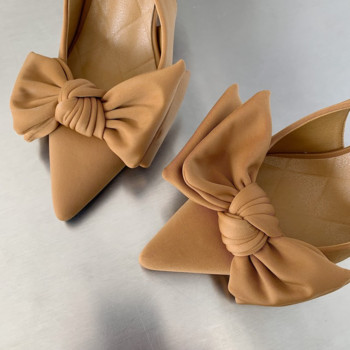 Летни маркови дамски сандали с гръб за 2022 г. Модни обувки с панделка и остри пръсти Дамска елегантна рокля Помпи Обувки