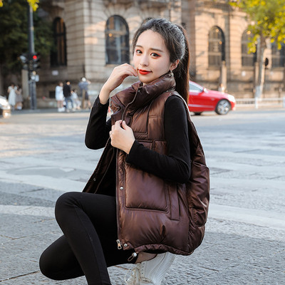 Veste puf căptușite din bumbac pentru femei, iarnă, fără mâneci, jachetă parka cu guler largi, haine din bumbac, vestă pentru studenți, vestă