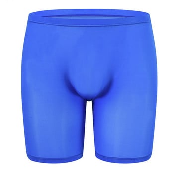 Боксерки с дълги крака Мъжко бельо Seamless Ice Silk Sexy Mens U Convex Pouch Boxer Shorts Cuecas Мъжки удължени бикини Долни гащи