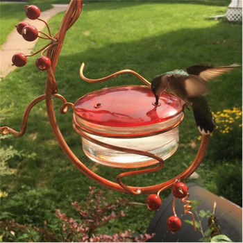 Метални червени плодове Висяща хранилка за колибри Разглобяема поилка за вода за птици на открито Вътрешен двор Градина Декорация на двор