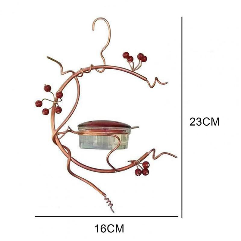 Metalinis raudonų uogų kabantis kolibrių tiektuvas Nuimamas paukščių vandens gertuvės lauko kiemo kiemo sodo kiemo dekoravimui