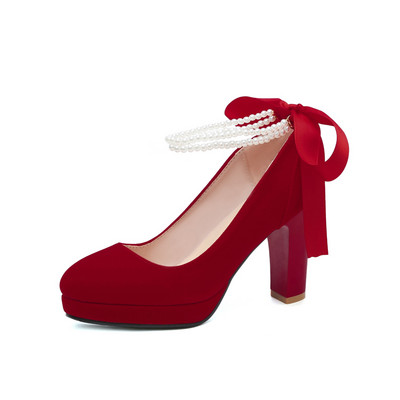 Ženske cipele s visokim potpeticama Mary Jane Pumpice za vjenčanje Bijela ružičasta crna mašna s jagodama Princess Cosplay Lolita cipele