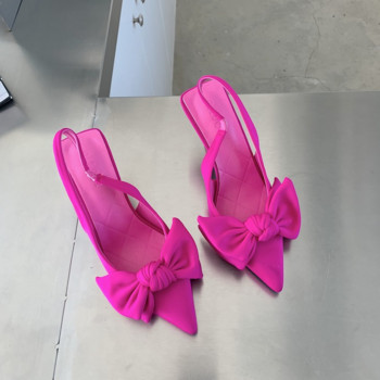 Καλοκαίρι 2023, γυναικεία πέδιλα με σαγιονάρες, παπούτσια με φιόγκο και κόμπο με μυτερά δάχτυλα σε γυναικείο κομψό φόρεμα Γυναικεία σανδάλια