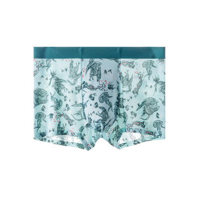 Otisnute seksi muške bokserice Ljetno ledeno svileno donje rublje Bešavne ultratanke muške bokserice Brzosušeće prozračne muške gaćice