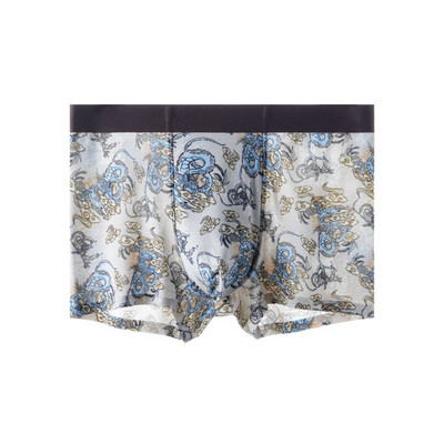 Otisnute seksi muške bokserice Ljetno ledeno svileno donje rublje Bešavne ultratanke muške bokserice Brzosušeće prozračne muške gaćice