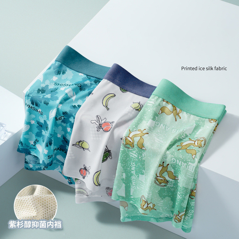 Otisnute seksi muške bokserice Ljetno ledeno svileno donje rublje Bešavne ultratanke muške bokserice Brzosušeće prozračne muške gaćice