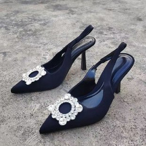 Tocuri înalte cu strasuri negre pentru femei Sandale stiletto cu toc pentru femei Pompe pentru femei Moda roșu verde Sandale cu toc