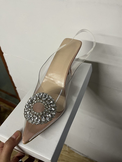 Tocuri înalte cu strasuri negre pentru femei Sandale stiletto cu toc pentru femei Pompe pentru femei Moda roșu verde Sandale cu toc