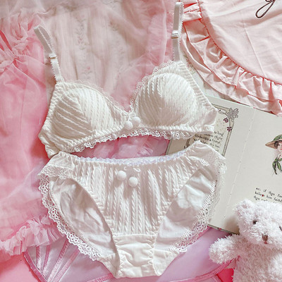 Lolita Roztomilé sladké ultra tenké podprsenky a nohavičky Set Princezná Spodná bielizeň Volánková podprsenka Krátke tangá Sada pre mladé dievčatá Spodná bielizeň Sexy dievčatá