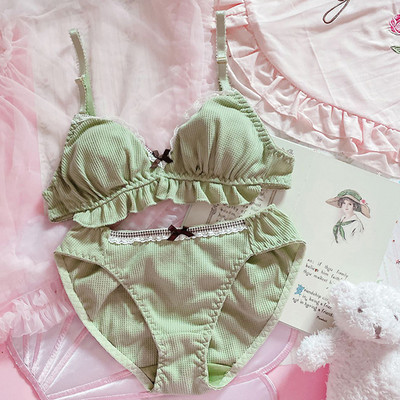 Lolita Roztomilé sladké ultra tenké podprsenky a nohavičky Set Princezná Spodná bielizeň Volánková podprsenka Krátke tangá Sada pre mladé dievčatá Spodná bielizeň Sexy dievčatá