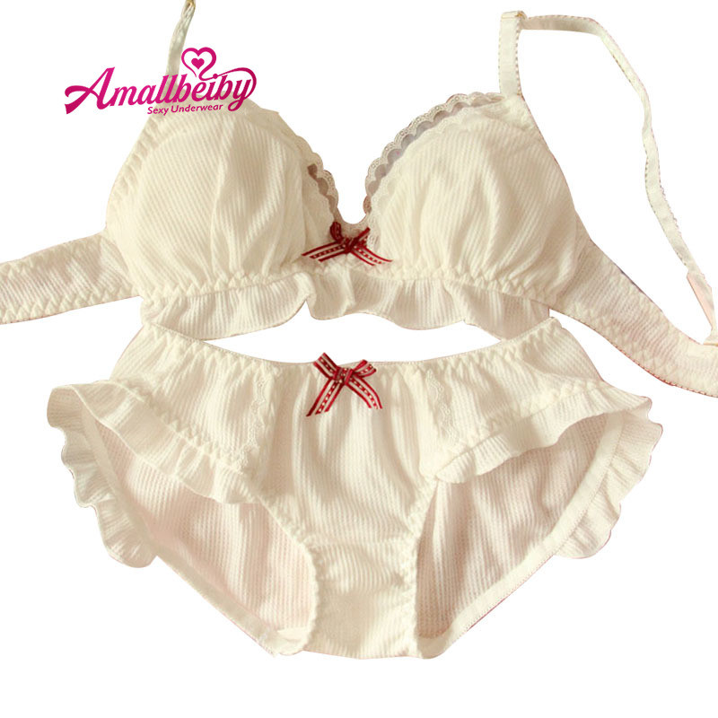 Lolita Roztomilé sladké ultra tenké podprsenky a nohavičky Set Princezná Spodná bielizeň Volánková podprsenka Krátke tangá Sada pre mladé dievčatá Spodná bielizeň Sexy dievčatá
